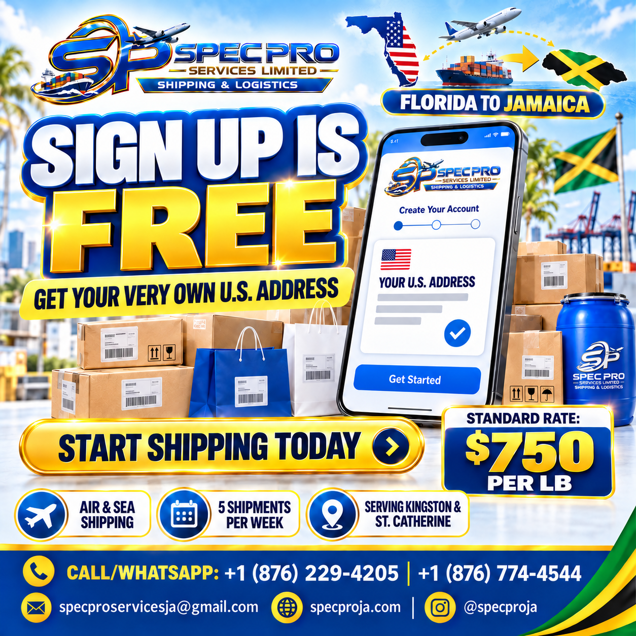 Free shipping sign-up and U.S. address